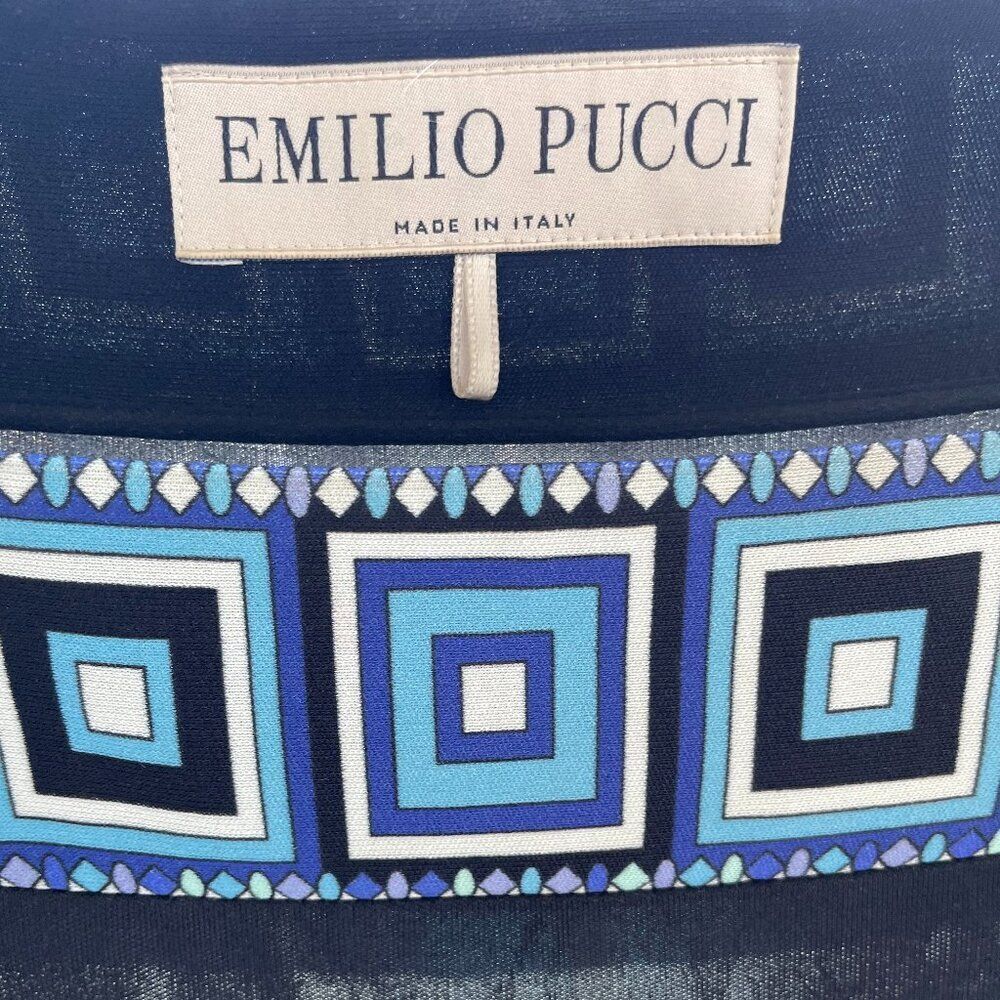Emilio Pucci Silk Blend Square Neck Geometric Printed Top in Size 10 - Picture 2 of 11